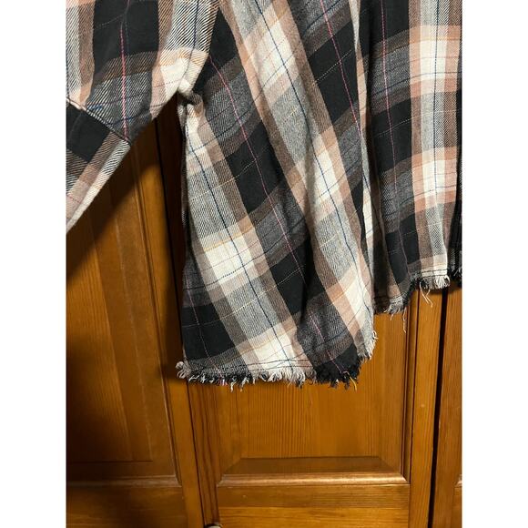 Free People We The Free Women's Kyoto Plaid Cropped Oversized Button-Up Shirt S - Picture 5 of 12